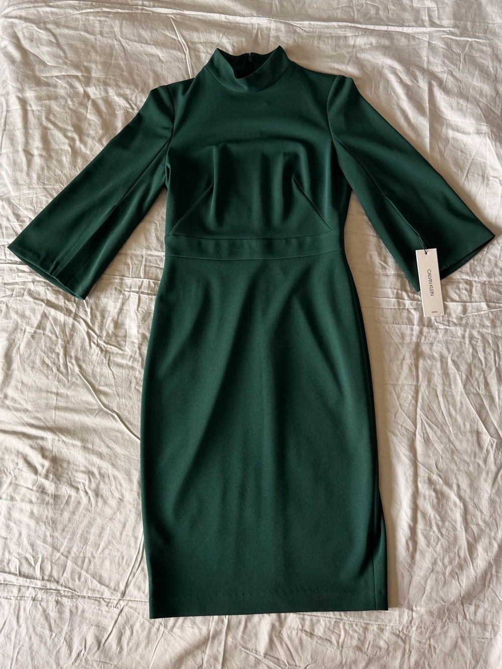 Calvin Klein Classic High-Neck Green Sheath Dress